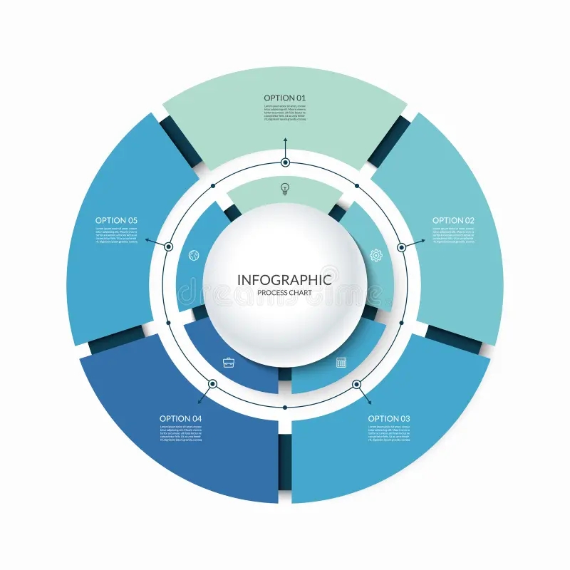 Infographic Circular Chart Divided Into 5 Parts Step by Step 