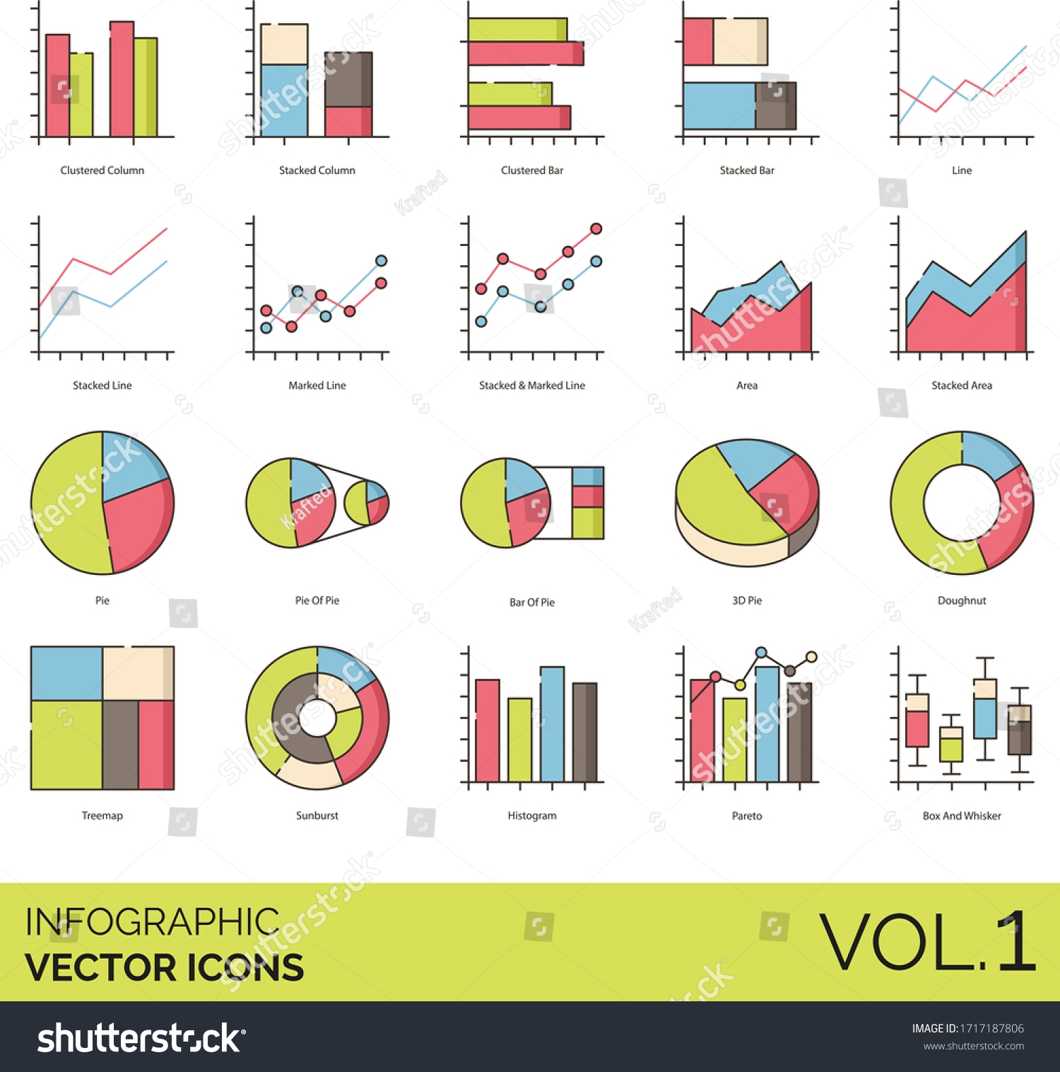 Infographic Icons Including Clustered Column Stacked Stock Vector Royalty Free 1717187806 Shutterstock
