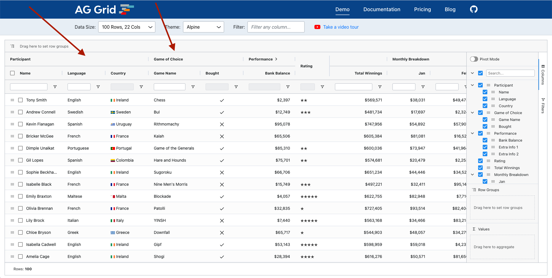 Javascript AG Grid Column Chooser With Parent Groups But Javascript AG Grid Column Chooser With Parent Groups But