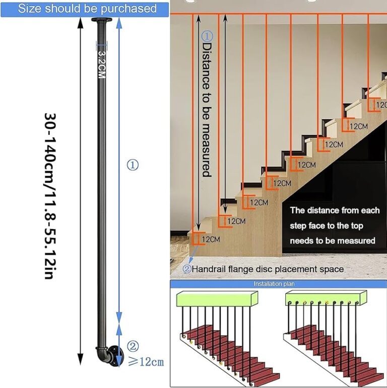 LQSYBHD Stair Handrail Safety Grab Bar Guardrail With Wall Support Side Mount L Shaped Square Pipe Railing Indoor Wrought Iron Banister Column Decoration Grab Rail Size 90cm 35 4inch Amazon