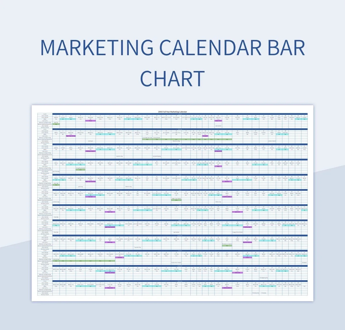 Calendar Column Chart Template
