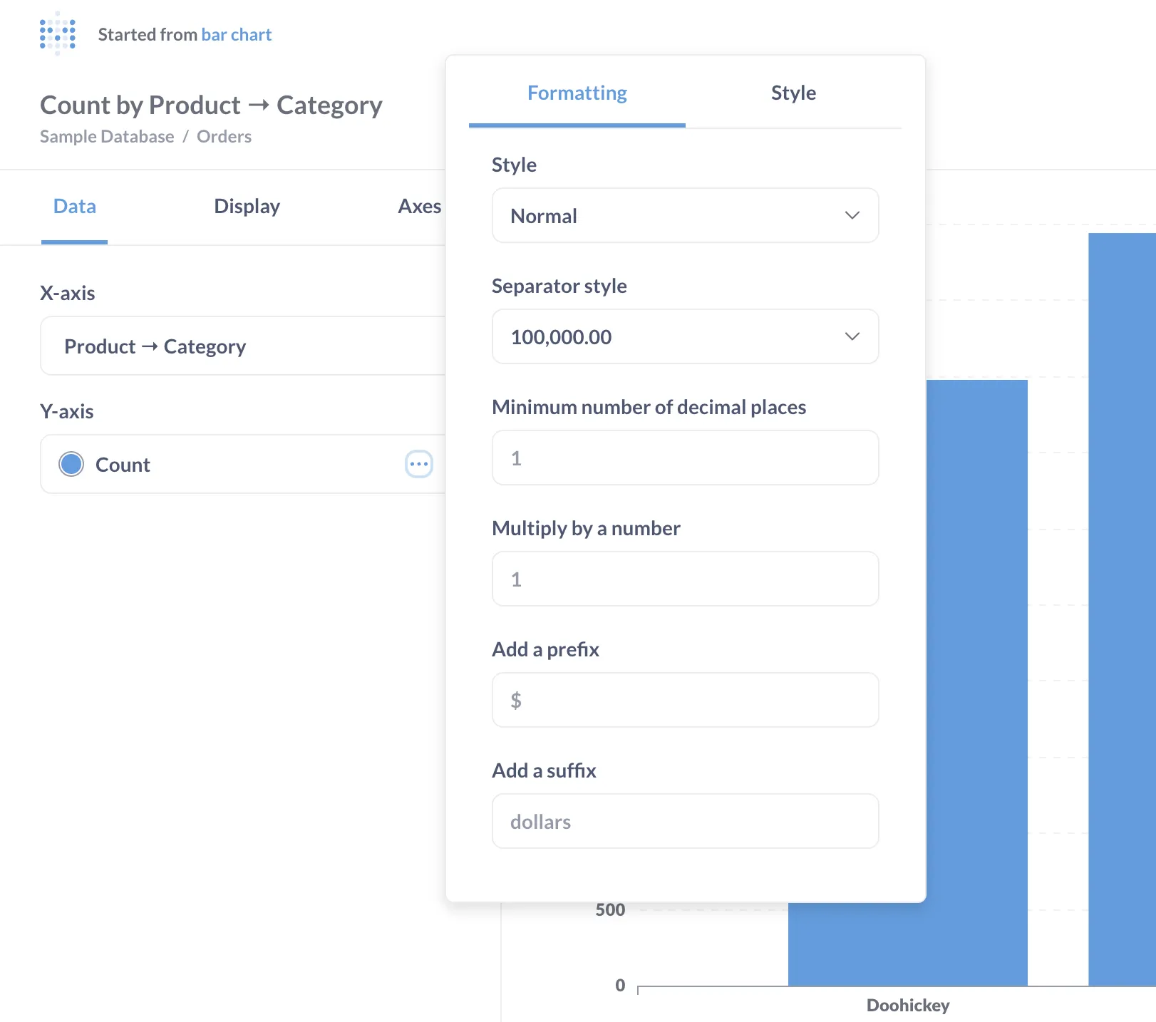 Metabase Adjust Column Widths Bar Charts