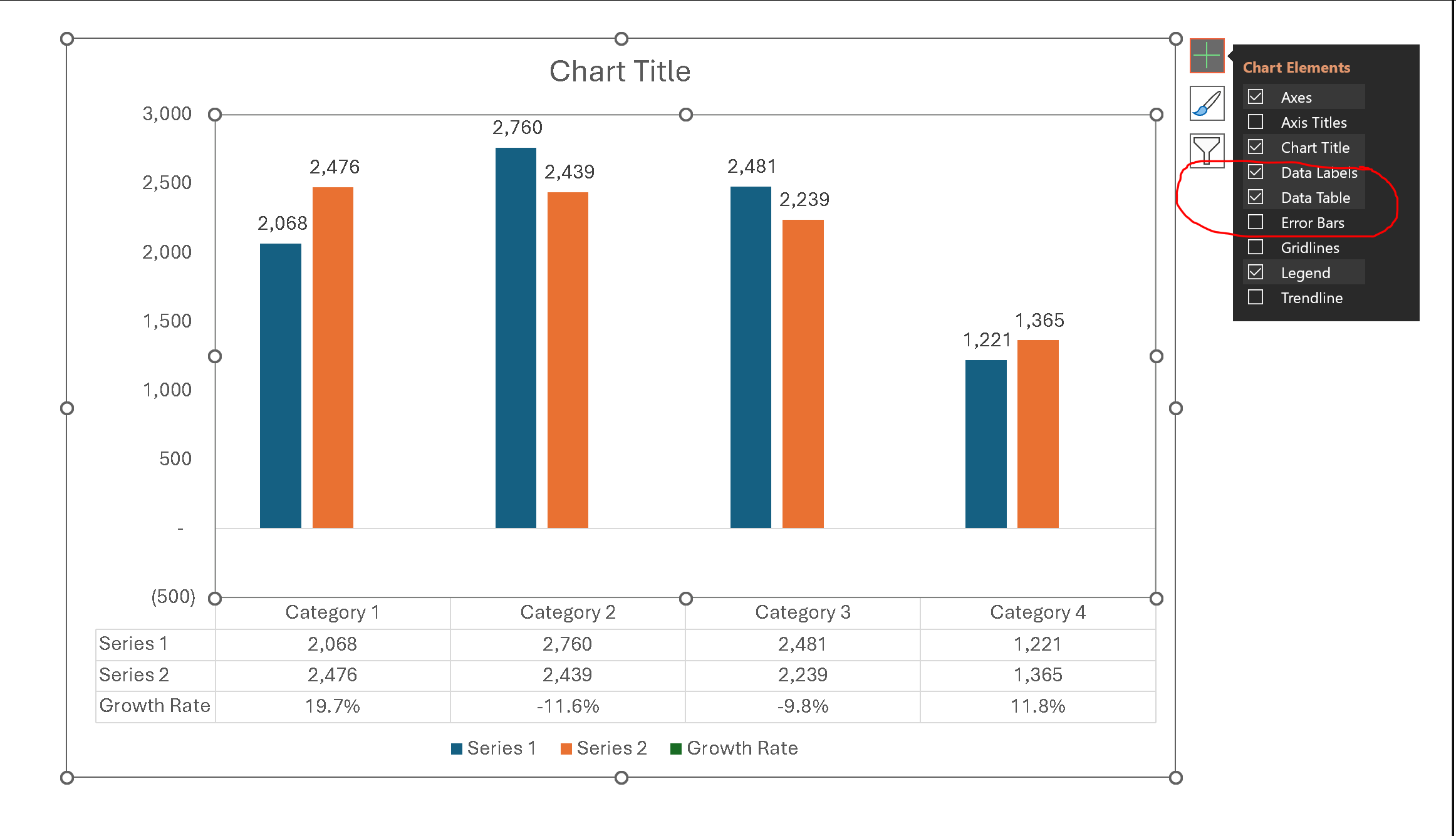 Column Chart Data Series