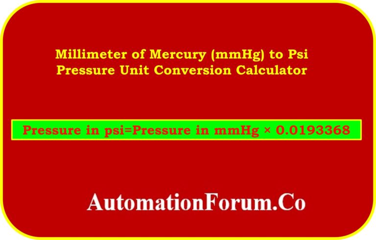 Millimeter Of Mercury mmHg To Psi Pressure Unit Conversion Calculator