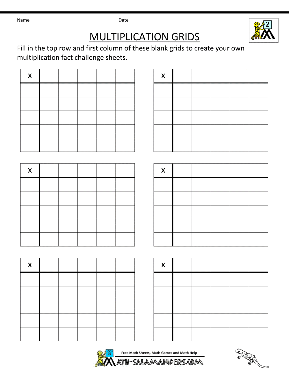 Multiplication To 5x5 Worksheets For 2nd Grade
