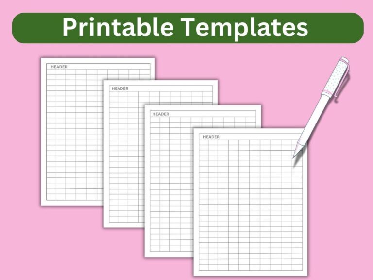 One Lined Heading 10 Column Blank Column Chart Column Grid Blank Table Chart Template Printable Column Grid Printable Sheet Etsy