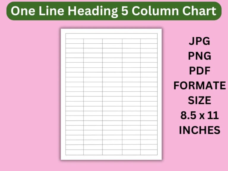 One Lined Heading 5 Column Blank Column Chart Column Grid Blank Table Chart Template Printable Column Grid Printable Sheet Empty Graph Etsy