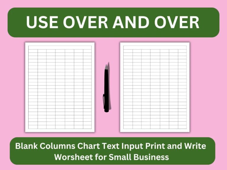 One Lined Heading 7 Column Blank Column Chart Column Grid Blank Table Chart Template Printable Column Grid Printable Sheet Empty Graph Etsy