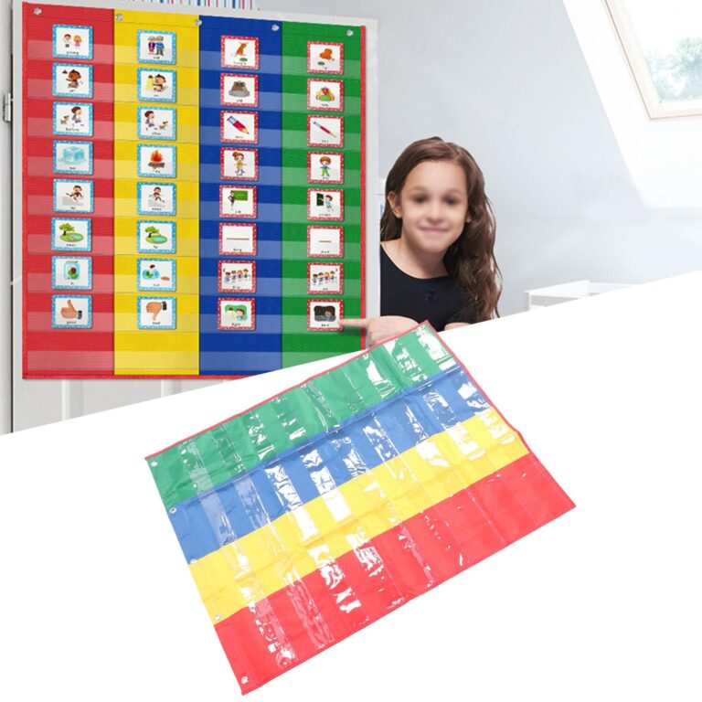 Pocket Chart For The Classroom 4 Column Pocket Chart For Hanging Double Sided Learning Pocket Chart For Classroom Home And Office Amazon de