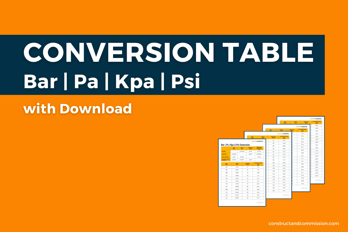 PRESSURE CONVERSION TABLE Bar Pa Kpa U0026 Psi Constructandcommission