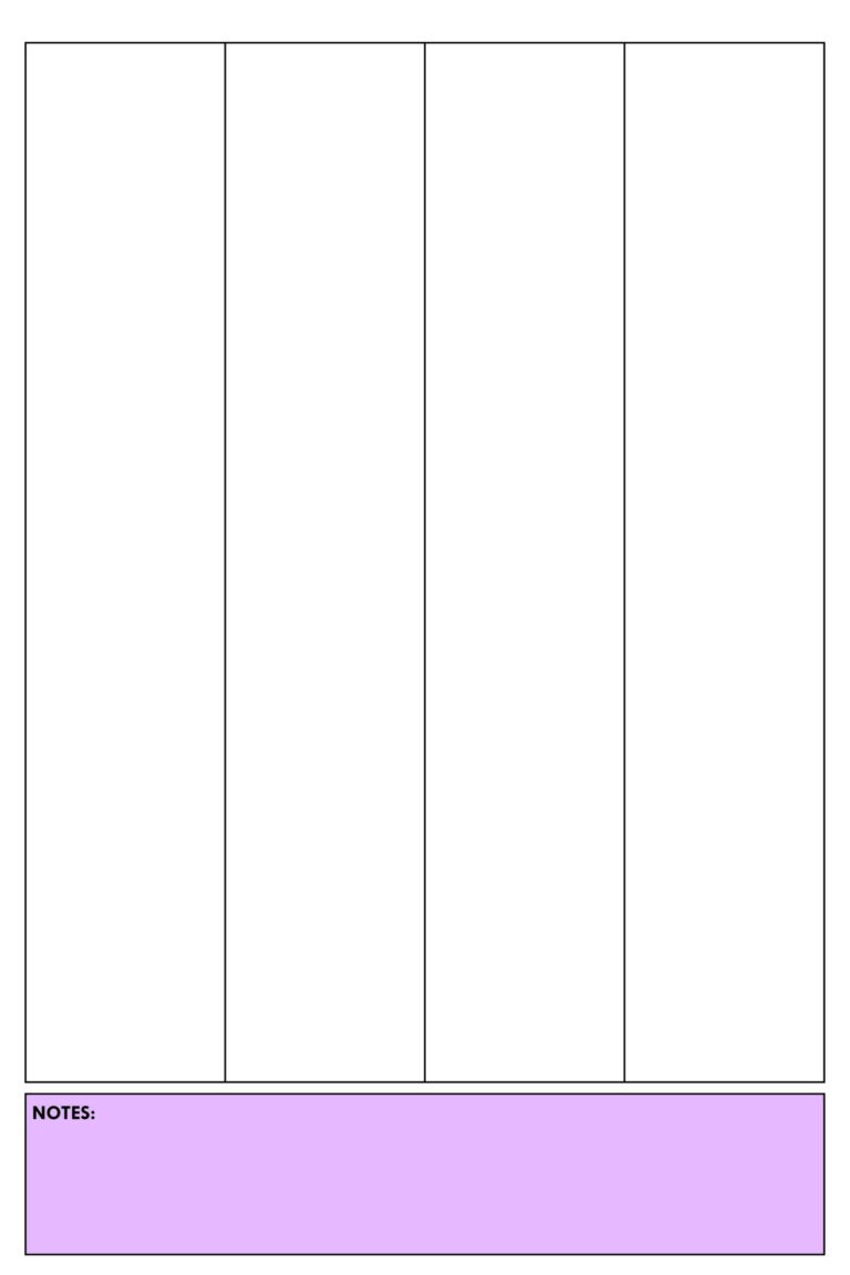 Printable Blank 4 Column Chart Templates PDF Included 