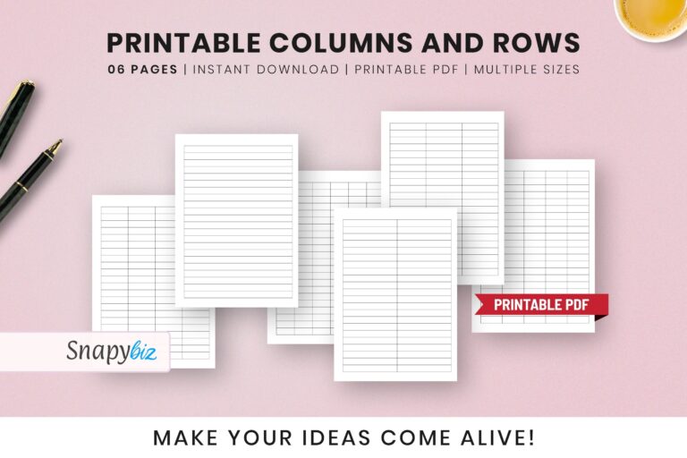 Printable Columns And Rows Printable Planner Pdf