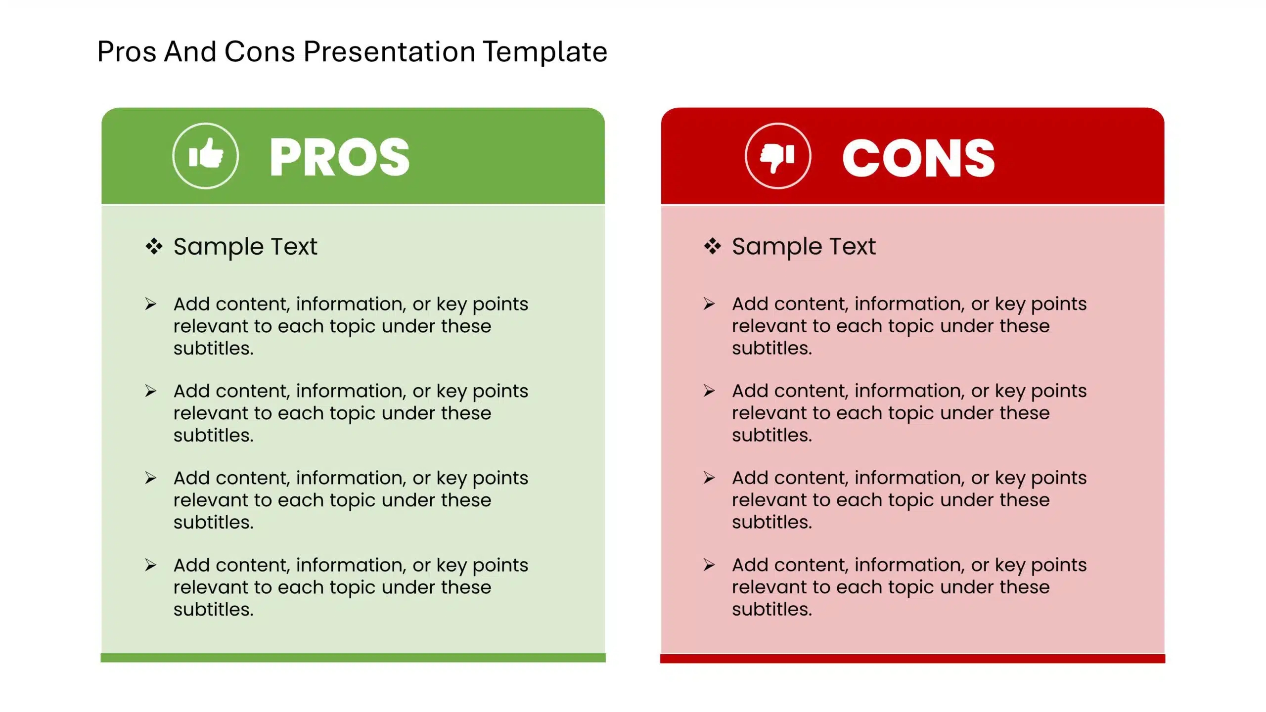 Pros And Cons Presentation Template