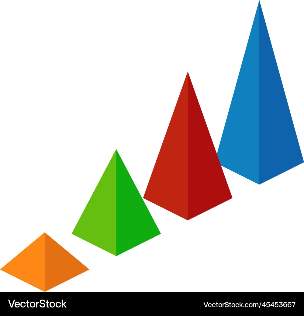 Pyramid Column Chart Icon Isometric Color Element Vector Image
