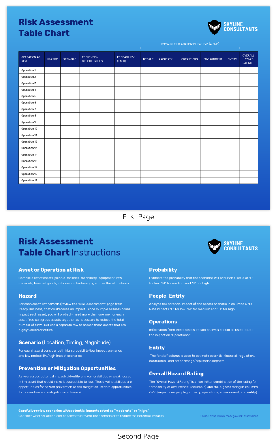 Table Chart Blank 6 Column