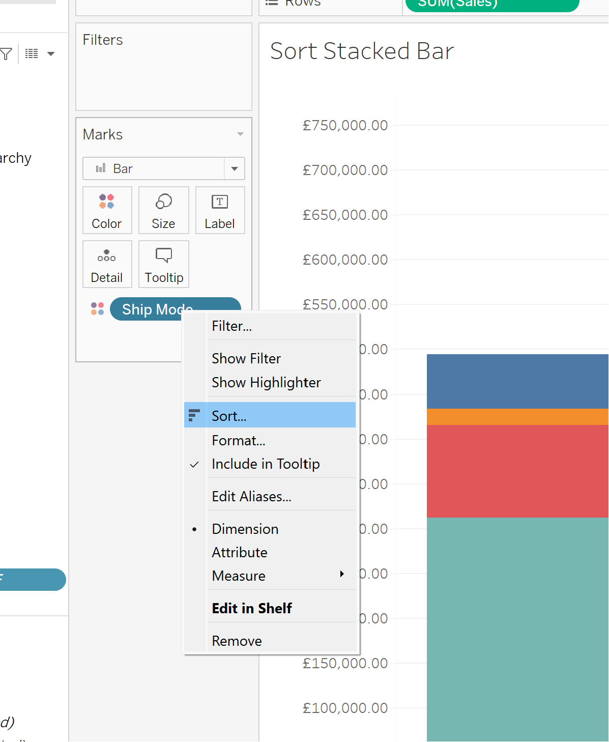 Tableau Reorder Columns In Bar Chart