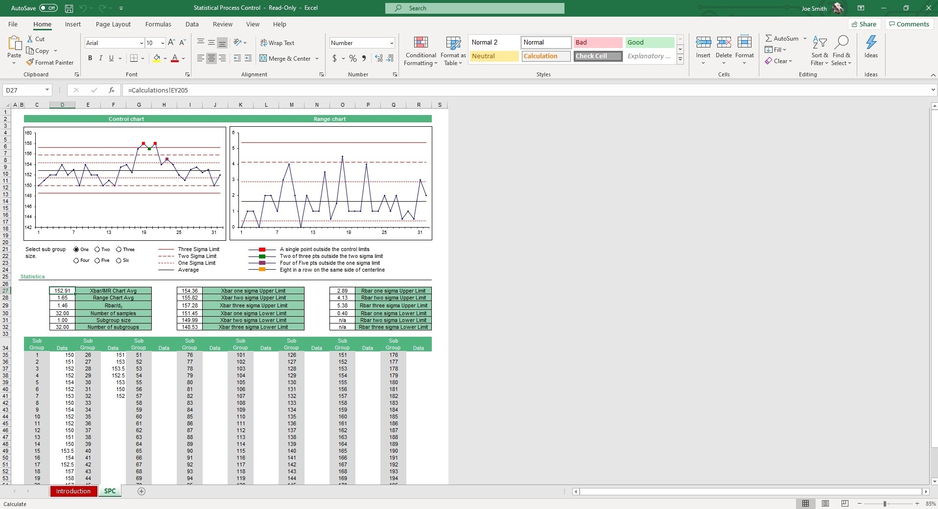 Statistical Process Control Excel Template Simple Sheets