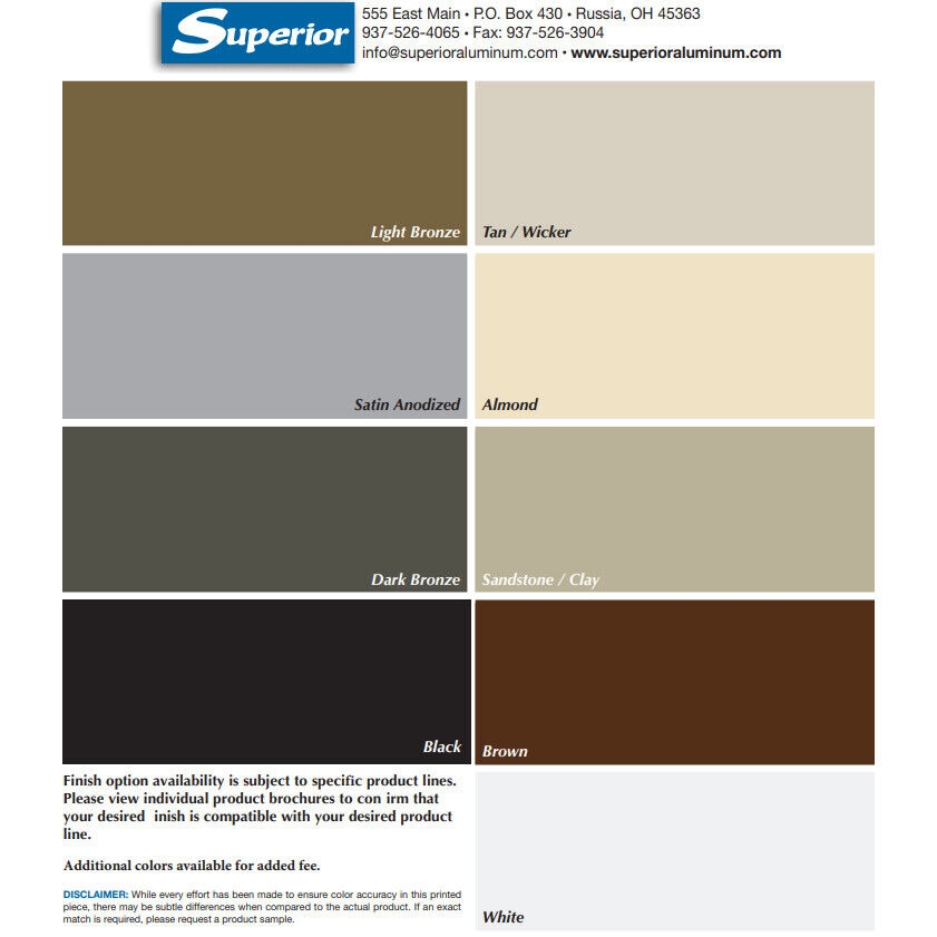 Superior Aluminum Railing And Column Color Chart Superior Aluminum Railing And Column Color Chart