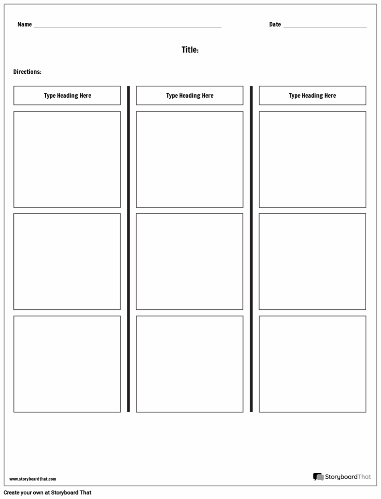 T Chart Practice Worksheet With Simple 3 Columns