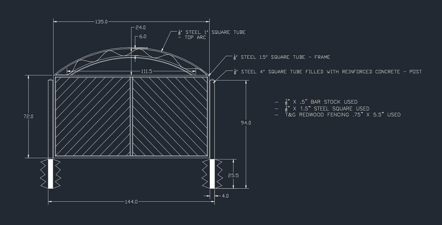 This Is A Design A Came Up With working With What I Have The Posts Are Already Set Would Using 1 8 Steel Square Tubing Be Sufficient For The Frame Trying To Reduce