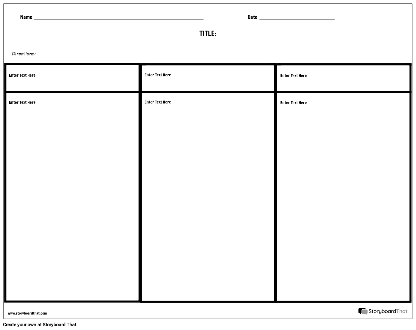 Blank Three Column Chart Template