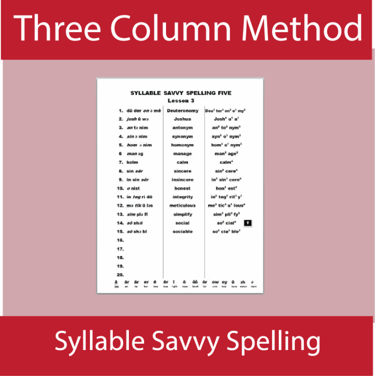 Three Column Spelling