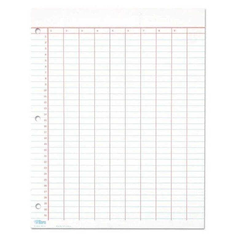 TOPS Data Pad With Numbered Column Headings Data Chart Format Wide Legal Rule 10 Columns 50 White 8 5 X 11 Sheets Walmart