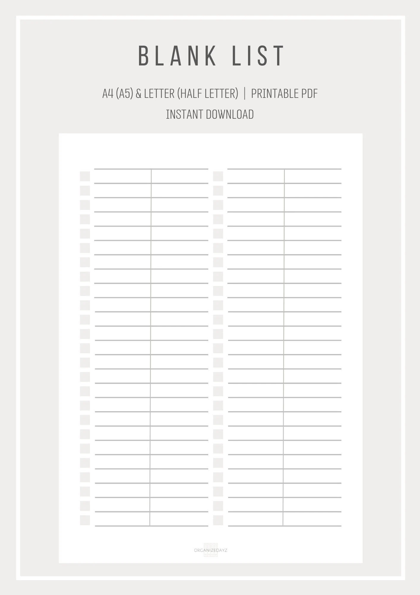 Two Blank Column Etsy