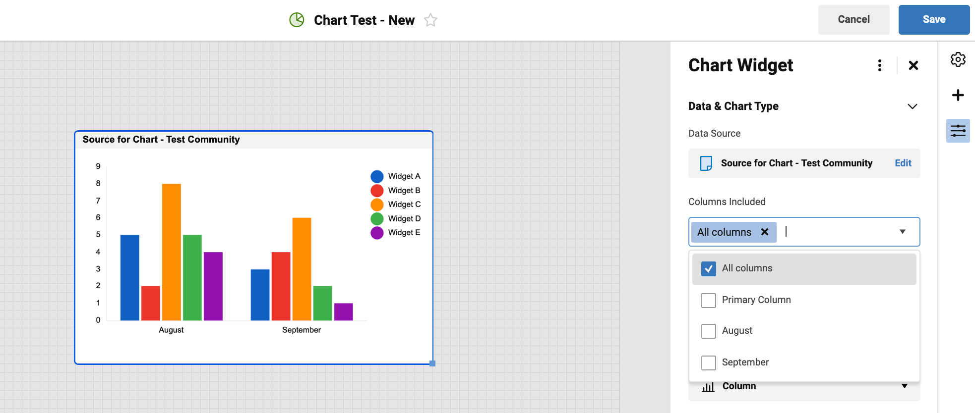 Unable To Create Bar Chart From Two Columns That Are Not Adjacent To Each Other Smartsheet Community