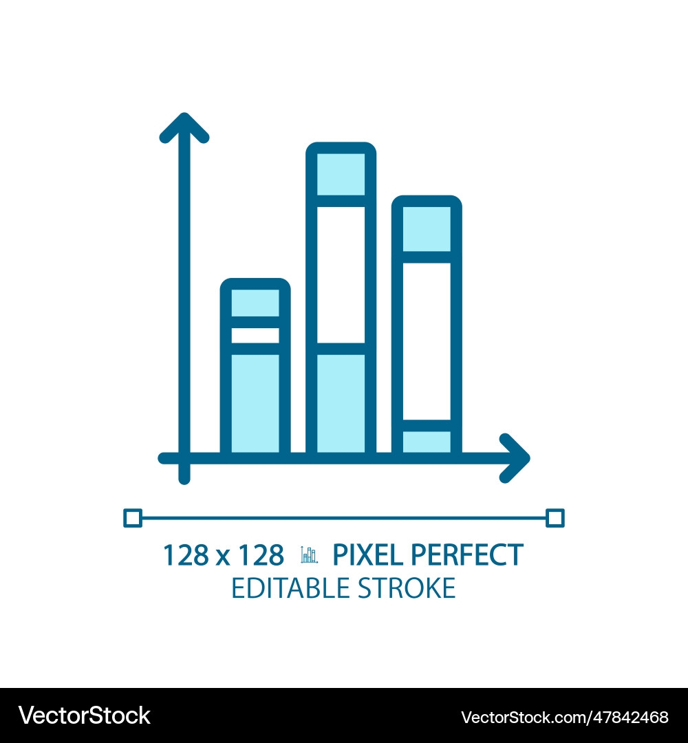 Vertical Stacked Column Chart Light Blue Icon Vector Image