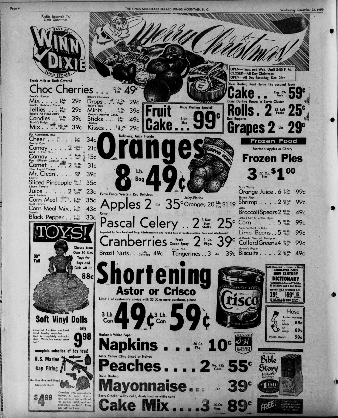 Winn Dixie Christmas Ad 1959