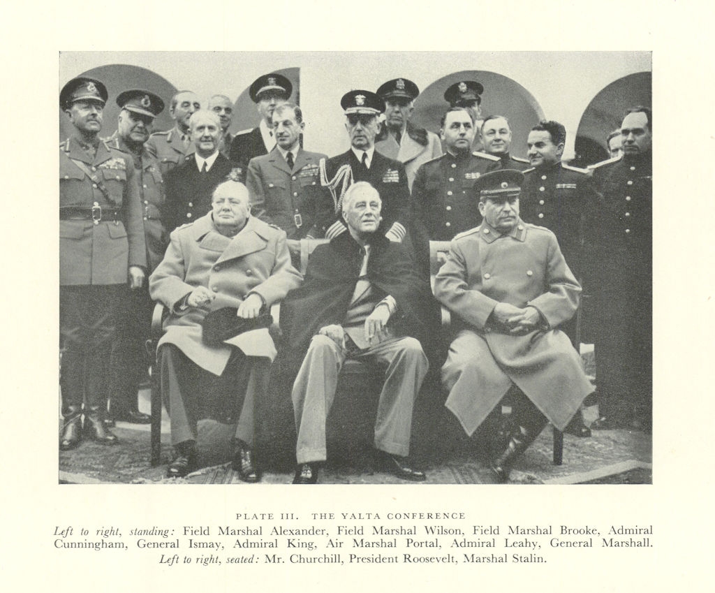Yalta Conference 1945 Churchill Roosevelt Stalin World War Two 1956 Print